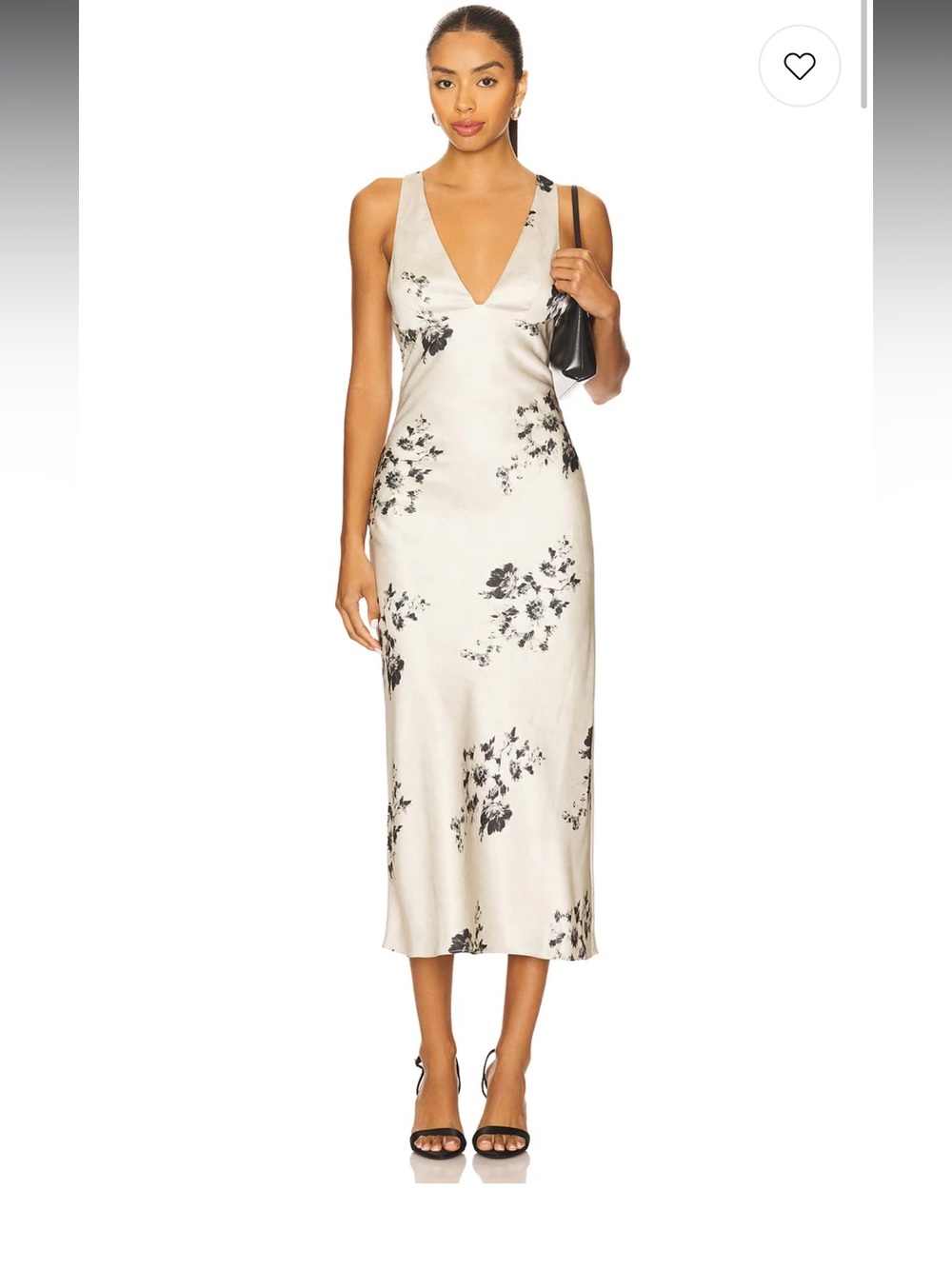 REVOLVE Cream Backless Floral Midi Dress with Cross-Strap Detail